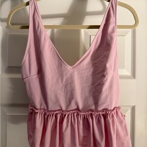 Kortni Jean Pink Sleeveless Ruffled V-Neck Swim Bikini Top